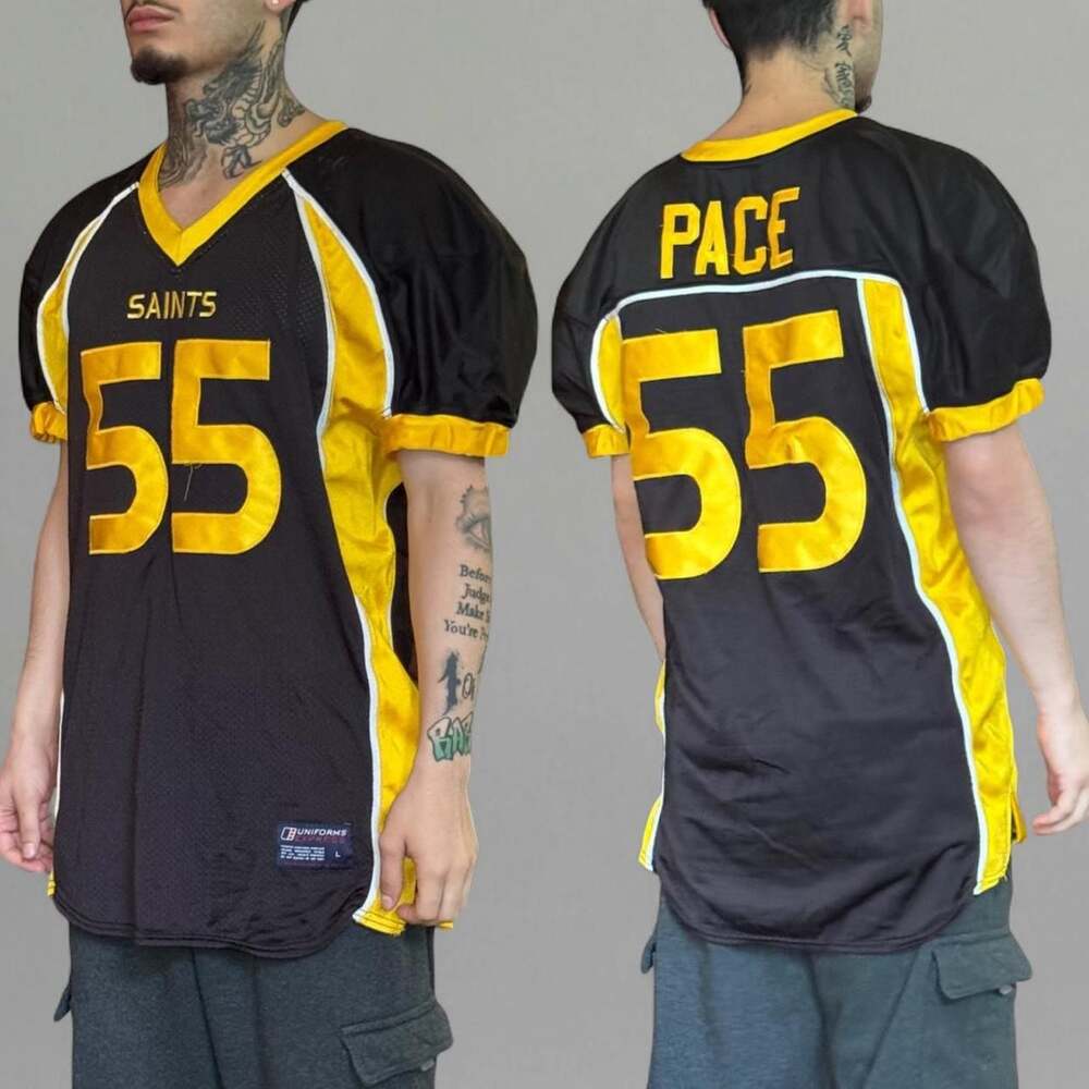 Uniforms Express Saints #55 Pace Football Jersey Black and Gold